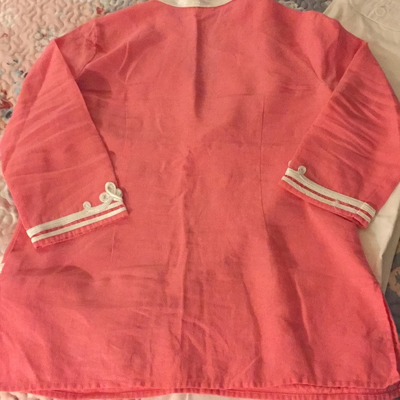 Charter Club embroidered coral linen tunic top - Picture 6 of 6